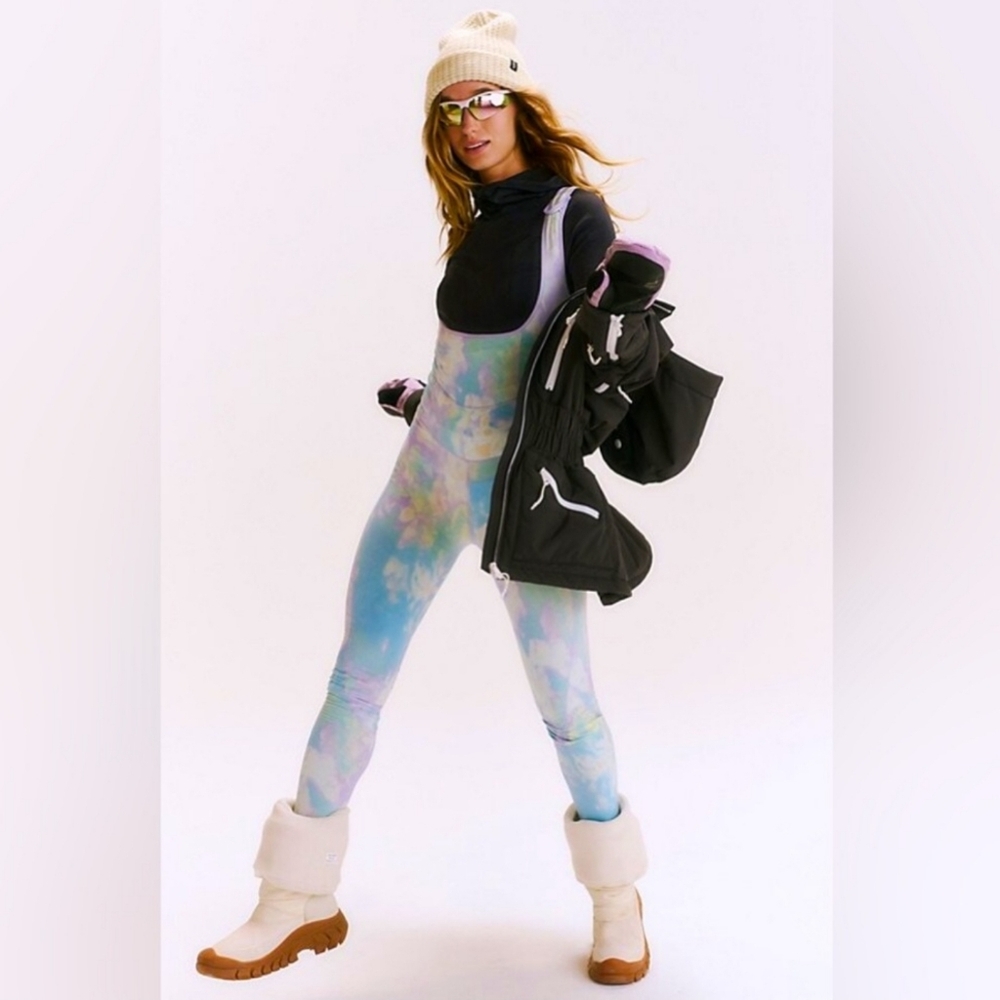 New Free People FP Movement You Know It Base Onesie Jumpsuit Tie Dye Print XS